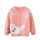Girls Sweatshirts For Autumn Spring  Embroidery Long Sleeve Hooded Shirts Dots Baby Clothing Shirts