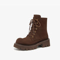 Ankle Boots Women Suede Lace up Platform Outdoor Short Booties Female