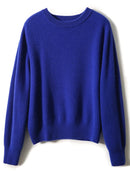 Cashmere Pullover Women Crewneck Classic Solid Simple Versatile Soft Slouchy Style Sweater Autumn