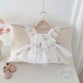 Children's summer jumpsuit yarn skirt cute bow knot mesh skirt baby hundred day princess dress