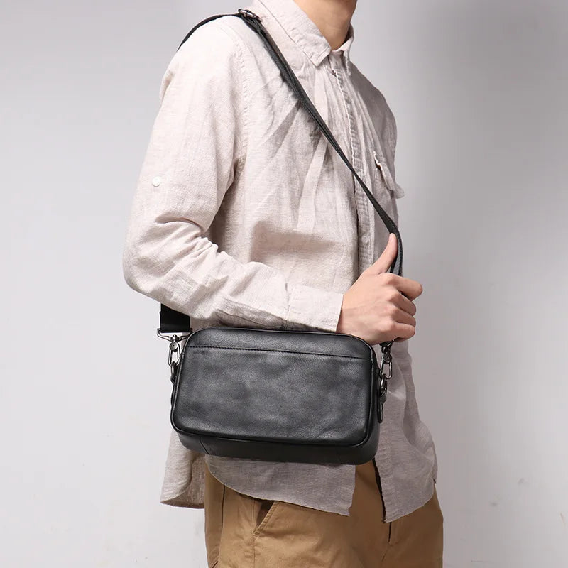 Men's Genuine Leather Shoulder Bag Crossbody Small Backpack Handheld Bag