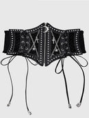 women's black hollow mesh cross chain cross metal accessories decorated with dark punk style waist waistband