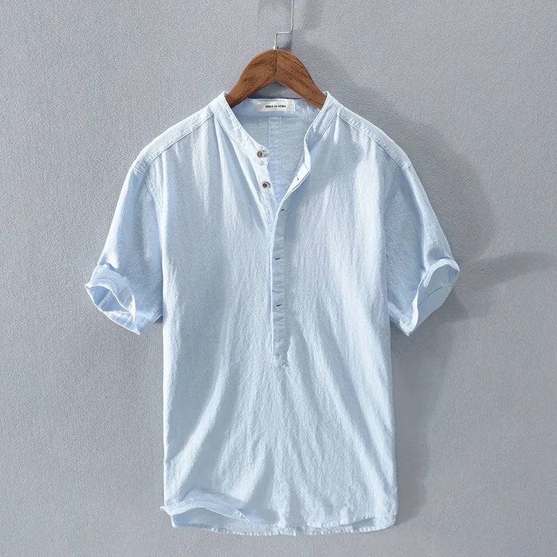 Linen Pullover Youth Breathable Versatile Summer Men Shirt