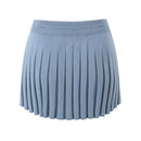 Women's Knit Skirt Autumn Sweet Stretch Lace-Up High-Waisted Solid Press Pleat Mini Skirt