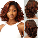 Double Drawn Ombre Highlight Bouncy Wave Wear Human Hair Bob Curly Wigs