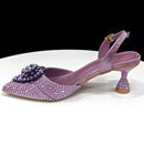 Latest Women Shoes and Matching Bags Decorated with Rhinestone Elegant Pointed Toe Wedding Shoes Bride