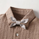 Little Boys Summer Formal Clothes SetShort Sleeve Shirt Strap Shorts Performance Outfit