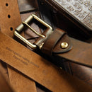 Handmade Extra Thick Men's Belt Brass Pin Buckle Genuine Leather Jeans Tooling Motorcycle Belt