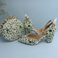 Toe Pearl Bridal wedding shoes and Bag Thin Heel Slingbacks Female Ladies Shallow Women Shoes