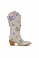 Cowboy boot with star pattern on a white background, Obroi
