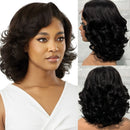 Double Drawn Ombre Highlight Bouncy Wave Wear Human Hair Bob Curly Wigs