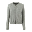 Women O-neck Knitted Cardigans Casual Solid Sweaters Chic Metal Zipper Autumn Outwears