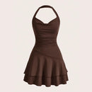 Casual Shoulder-baring Neckline Party Dress Spring Summer Women's Clothing