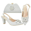 Italian Designer Shoes and Bags Matching Set Women Pumps High Heels Rhinestone Women Wedding Shoe Elegant