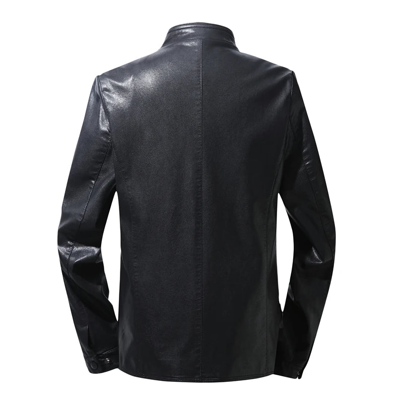 Men Leather Jacket Spring and Autumn Men Black Biker