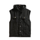 Men Spring Summer Autumn Denim Vest Jacket Leisure Hooded Vests Coat Waistcoat
