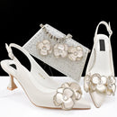 Women's Pointed Toe Shoes and Bag Flower Decoration Simple and Elegant Party Style Suitable for Party and Daily Use