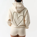 Women's Embroidered Hooded Sweatshirts Long Sleeve Loose Fit Pullover Tops