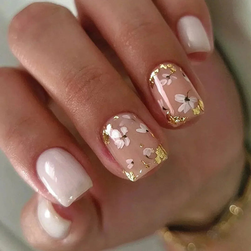 Flowers Nail Art Spring Summer False Nails Detachable Finished Fake Nails Press on Nails