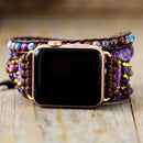 Watch Band 38-45MM Stones Beaded Bracelet Strap for Iwatch Series 1-7 Bohemia Ethnic Trendy Wristband