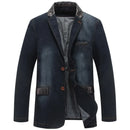 Men's Denim Blazer Outerwear Spring Autumn Casual Denim Suit Jacket Men Clothing Coat