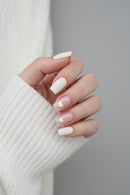 24Pcs Love Rainbow Press on Nails False Nails Shining Summer Nail Art Medium Square Nails Cute Natural Sweet Nail