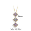 Necklace with pink zircon stones and yellow gold plating on a white background, branded 'Atta Gems'.