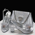 Ladies Crystal Shoes And Matching Bag Set Style Woman High Heel Shoes And Bag Set Free Shipping