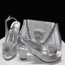 Ladies Crystal Shoes And Matching Bag Set Style Woman High Heel Shoes And Bag Set Free Shipping