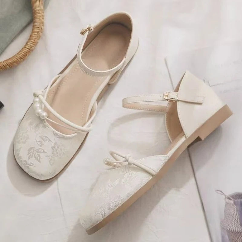 Sandals Summer hallow Mouth Fabric Soft Sole Anti-slip Wear-resistant Flat Shoes