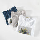 New linen embroidered round neck t-shirt men print-double-fish men t shirts short sleeve solid white tshirt mens camiseta tops