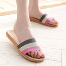 Women Linen Slippers Floor Shoes Summer Silent Slippers Ladies Open Toe Comfortable Slippers