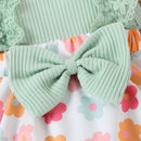 Summer Newborn Baby Girl Outfit Sleeveless Flower Lace Patchwork Bodysuit Dress Bowknot Hairband Clothes