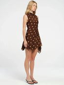 Sleeveless Polka Dot Dress For Woman Mesh Mini Dress Elegant Irregular Dresses