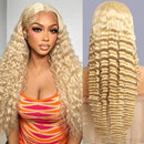 Blonde Curly Human Hair Wig – 38 Inch 13x4 HD Lace Front, 200% Density, Pre-Plucked Hairline with Baby Hair