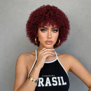 Natural Black Short Curly Wig Human Hair & Memory Blend Heat Resistant Wig