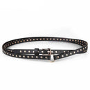 Black Punk Rock Waist Belt Women Narrow Metal Rivet Thin Ladies Pin Buckle Leather Belt
