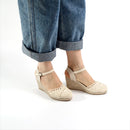 Summer Women Sandals Laces Upper Espadrilles Round Toe Wedges