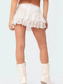 Women Lace Mini Skirt Hem Short Aline Skirts Layered Chic Skirts Streetwear