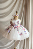 Floral Girls Dresses Kids Wear White Flower Girl Dresses for Wedding Toddle Dress