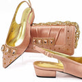 Peach Women Shoes And Bag Set Luxury Ladies Sandals Match With Handbag Clutch Medium Heels Pumps Sandales