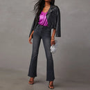 Denim Pants Casual Decent High Waist Full Length Straight Daily Pants For Women