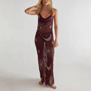 Beach Holiday Dresses Backless Slim A-line Robe Sequin Embroidery Perspective Suspender Women Long Dress