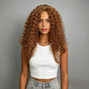 Middle Part Kinky Curly Wig Brown Hair Wigs For Women Natural Soft Fluffy Wig