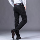 Men Stretch Regular Fit Jeans Spring Solid Casual Slim Pants Male Classic Trousers