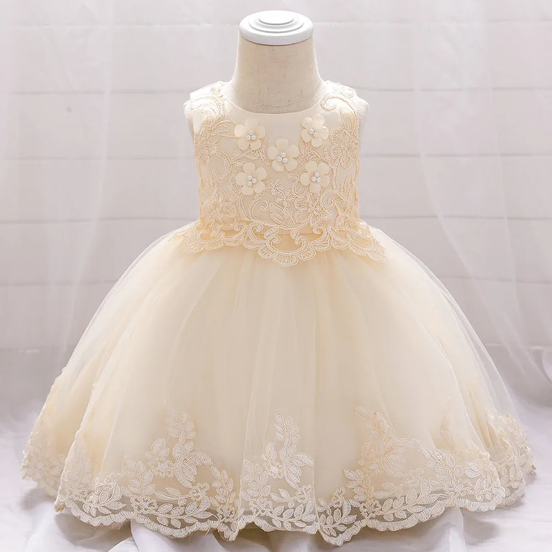 Christmas Pink Lace Baptism Baby Girl Dresses Party Wedding Evening Birthday Kids Prom Princess Toddler Clothes