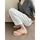 Women Slides Sandals Real Leather Low Heels Summer Shoes For Women Slippers