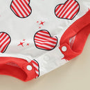 Newborn Baby Girl Jumpsuit Valentine’s Day Outfits Clothes Long Sleeve Star Heart Print Romper with Headband Set