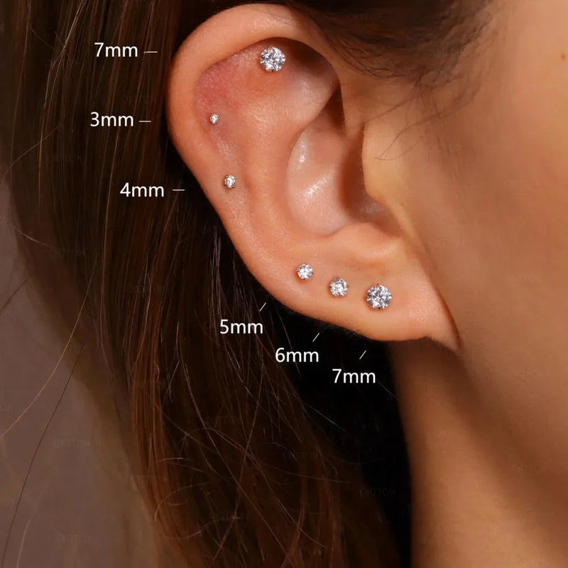 Minimalist Tiny Stainless Steel Flatback Stud Earrings for Women Men Cartilage Tragus 0.8mm Piercings Jewelry