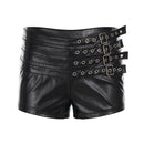 Metal Buckle Design Low Waist Leather Shorts Autumn and Winter Tight Hip Shorts